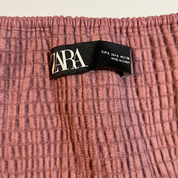 Zara Pink Faux Leather Puff Sleeve Crop Top in Marsala Pink - Picture 6 of 8